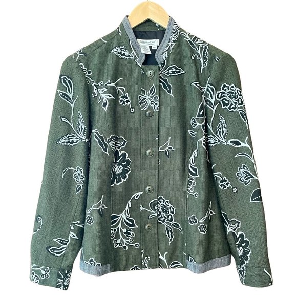 Coldwater Creek Jackets & Blazers - Coldwater Creek Jacket Blazer Womens PM Mandarin Collar Floral Lined Long Sleeve